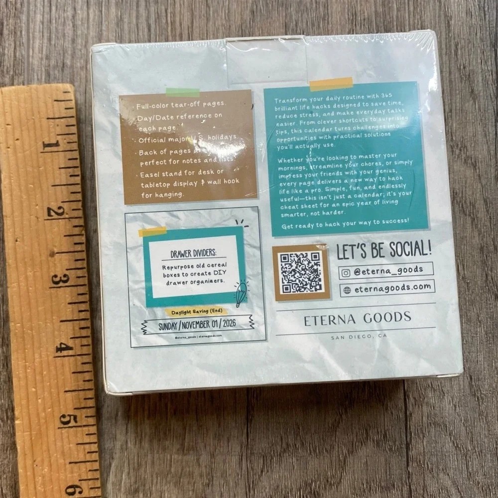Eterna‎ Goods Daily Life Hacks 2026 Day-to-Day Desk Calendar Tear-Off New Sealed